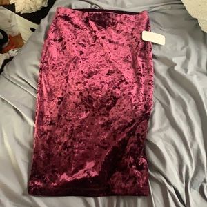 Velvet maroon knee length skirt
